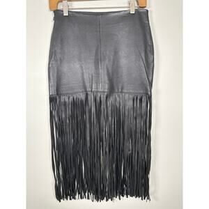 Maje Jones Fringe Skirt Lamb Leather Skirt H15Jones Fringe Size US 4 FR 36